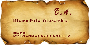 Blumenfeld Alexandra névjegykártya